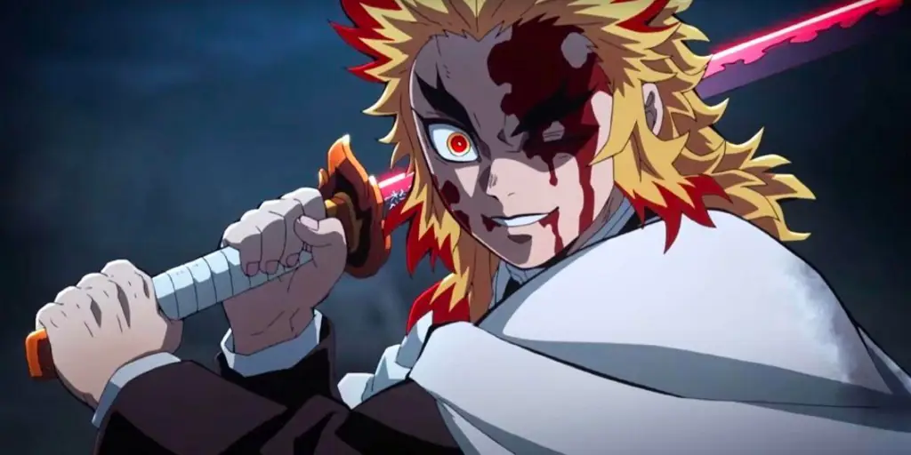 Kekuatan dan semangat Rengoku dalam melindungi penumpang kereta Rengoku Kyojuro, Pilar Api dalam Demon Slayer
